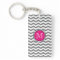 Monogram Gray Chevron Zigzag Acrylic Keychain