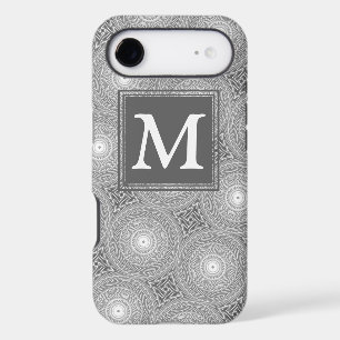 Monogram gray circles pattern iPhone 17 air case