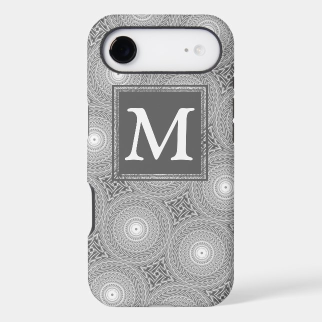 Monogram gray circles pattern Case-Mate iPhone case (Back)