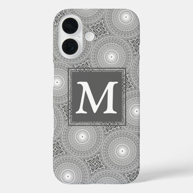 Monogram gray circles pattern Case-Mate iPhone case (Back)