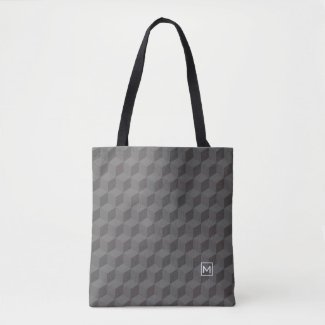 Monogram Gray Cubes Tote Bag