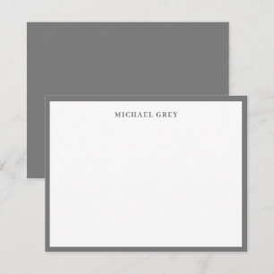 Monogram Gray Elegant Border Note Card