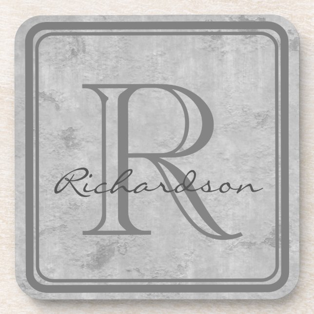 Monogram Gray Frame Coaster (Front)
