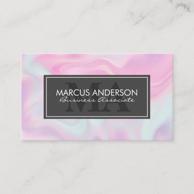 Monogram | Gray Frame | Liquid Blend Background Appointment Card (Front)