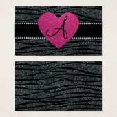 Monogram Gray glitter zebra stripes pink heart (Front & Back)