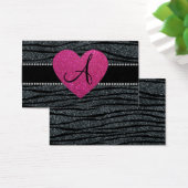 Monogram Gray glitter zebra stripes pink heart (Desk)