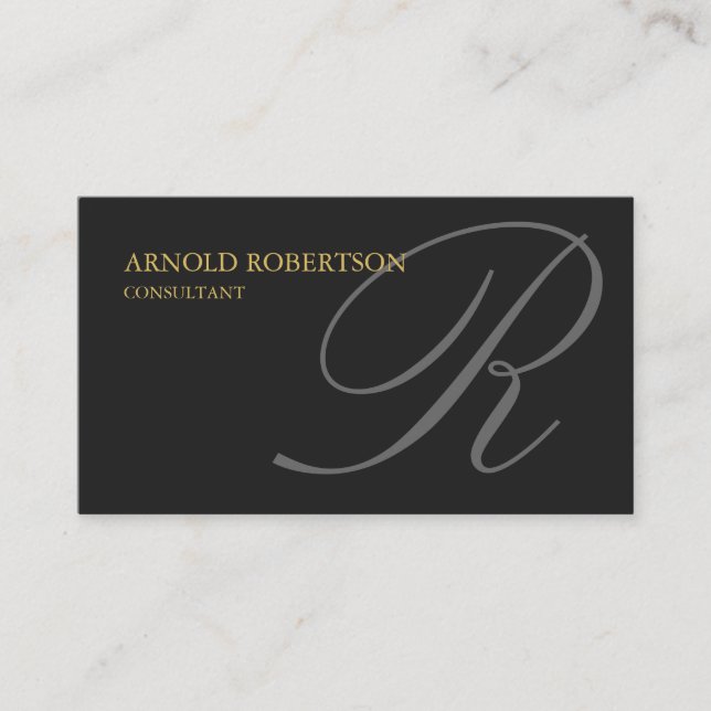 Monogram Gray Gold Consultant Business Card (Front)