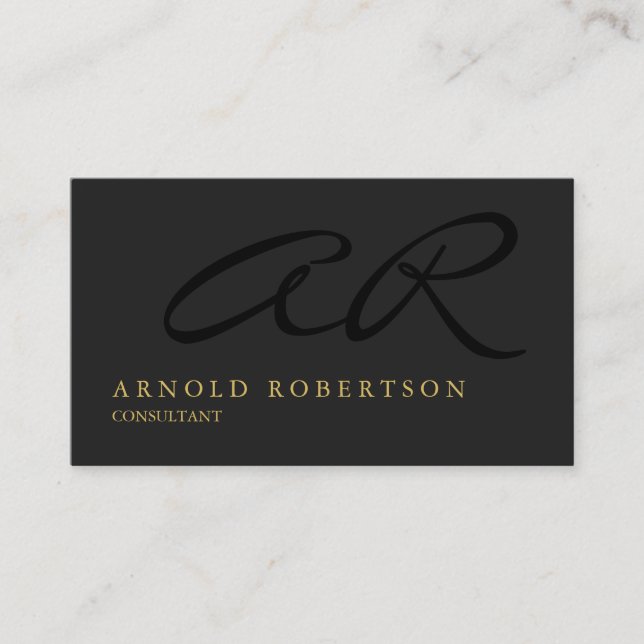 Monogram Gray Gold Professional Business Card (Front)