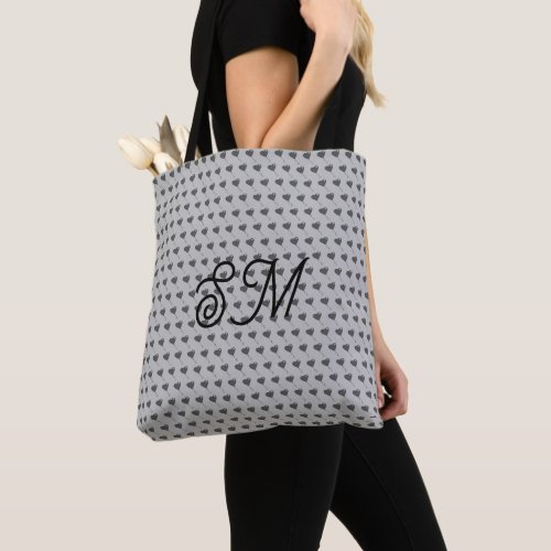 Monogram Gray Heart Balloon Gray All Over Print Tote Bag