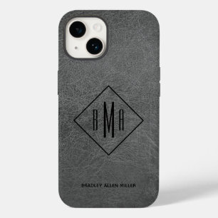 Monogram Gray Leather Case-Mate iPhone Case