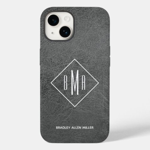 Monogram Gray Leather Case_Mate iPhone 14 Case