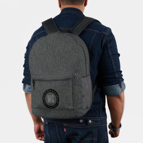 Monogram Gray Leather  Printed Backpack