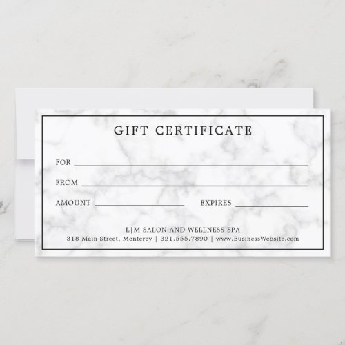 Monogram Gray Marble Business Gift Certificate