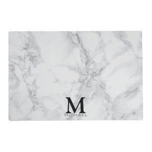 Monogram Gray Marble Design Placemat