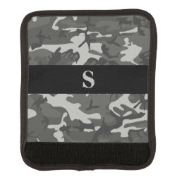 Monogram Gray Military Camo Camouflage Black Frame Luggage Handle Wrap