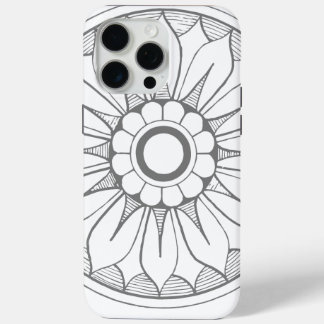 Monogram Gray Modern Daisy Medallion Pattern iPhone 15 Pro Max Case