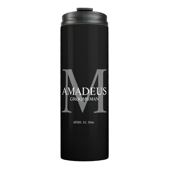 Monogram Gray Named thermal tumbler (Front)