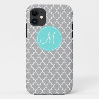 Monogram Gray Quatrefoil Pattern iPhone 5/5s Case