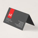 Monogram Gray Red Modern Consultant Business Card