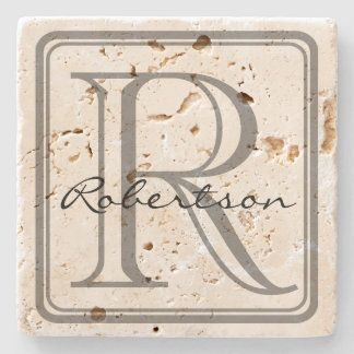Monogram Gray Square Coaster