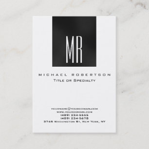 Monogram Gray Stripe White Chubby Business Card