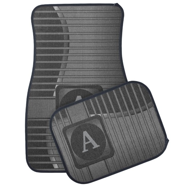 Monogram Gray Striped Car Floor Mat (Set)