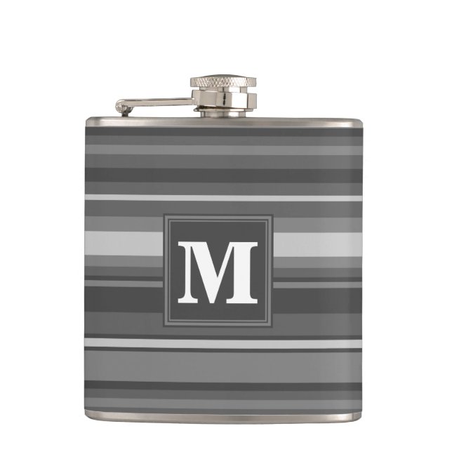 Monogram gray stripes flask (Front)