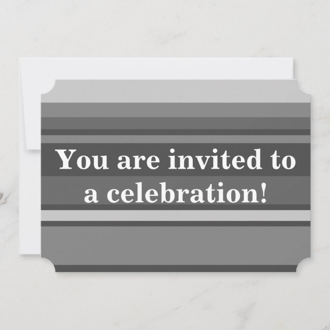 Monogram gray stripes invitation (Front)