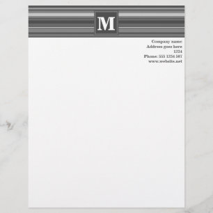 Monogram gray stripes letterhead