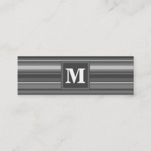Monogram gray stripes mini business card