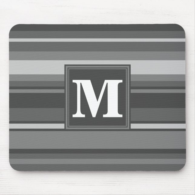 Monogram gray stripes mouse pad (Front)