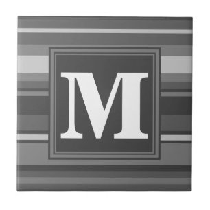 Monogram gray stripes tile