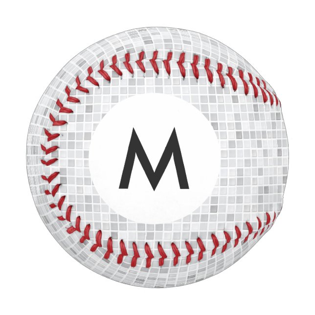 Monogram Gray Tiles Pattern Baseball (Front Left)