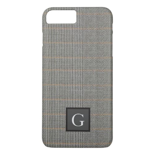Monogram Gray Tweed Groomsman Bestman Wedding Gift iPhone 8 Plus7 Plus Case