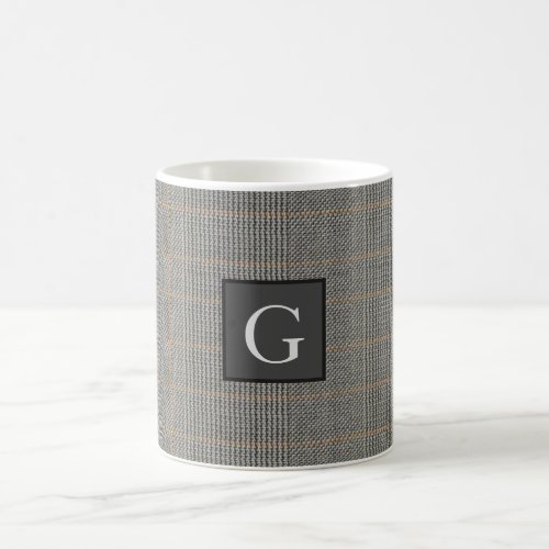 Monogram Gray Tweed Groomsman Bestman Wedding Gift Coffee Mug