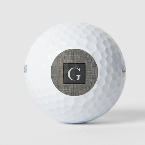 Monogram Gray Tweed Groomsman Bestman Wedding Gift Golf Balls