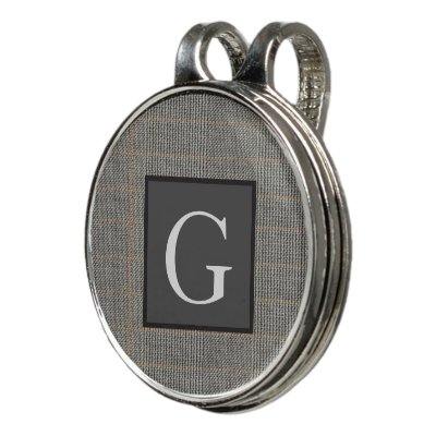 Monogram Gray Tweed Groomsman Bestman Wedding Gift Golf Hat Clip