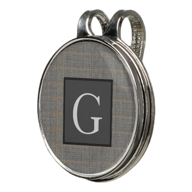 Monogram Gray Tweed Groomsman Bestman Wedding Gift Golf Hat Clip (3/4)