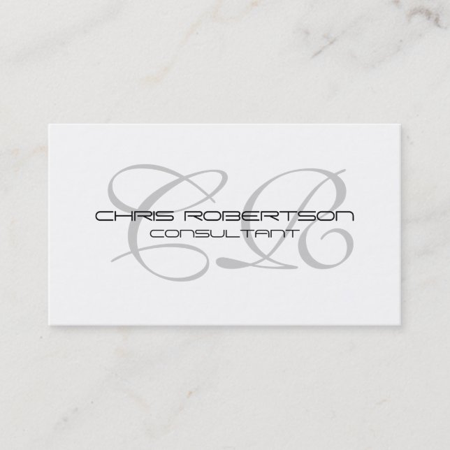 Monogram Gray White Attractive Business Card (Front)
