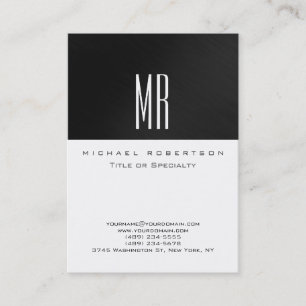 Monogram Gray White Color Chubby Business Card