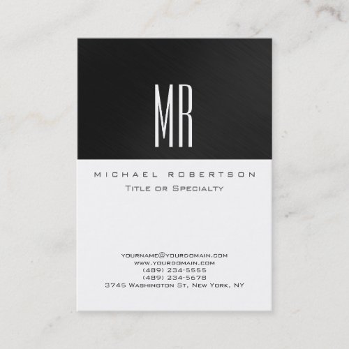 Monogram Gray White Color Chubby Business Card