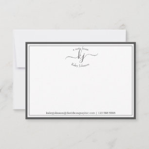 Monogram Gray White From The Desk Of Note Card