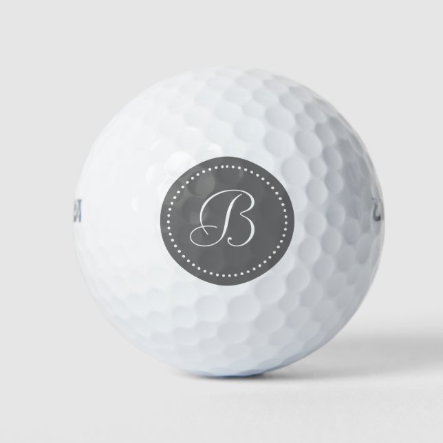 Monogram Gray with Dots Golf Balls (Front)