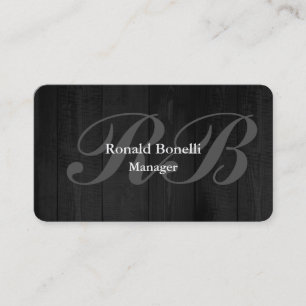 Monogram Gray Wood Monogram Manager Minimalist Business Card