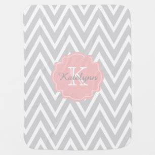 Monogram Gray Zigzag Custom Baby Blanket