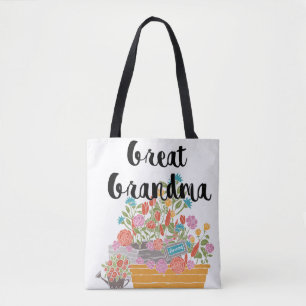 Monogram Great-Grandma Flower Garden Design Tote Bag
