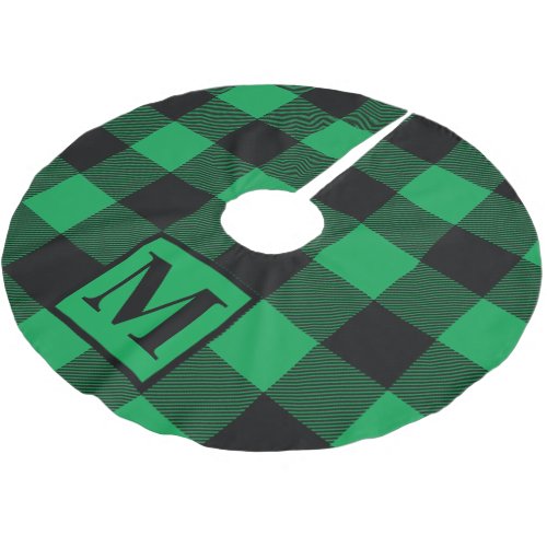 Monogram Green and Black Buffalo Plaid Brushed Polyester Tree Skirt