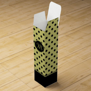 Monogram Green and Black Polka Dots Wine Box