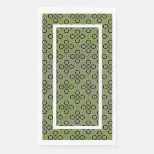 Monogram Green and Black Retro Pattern Paper Guest Towels