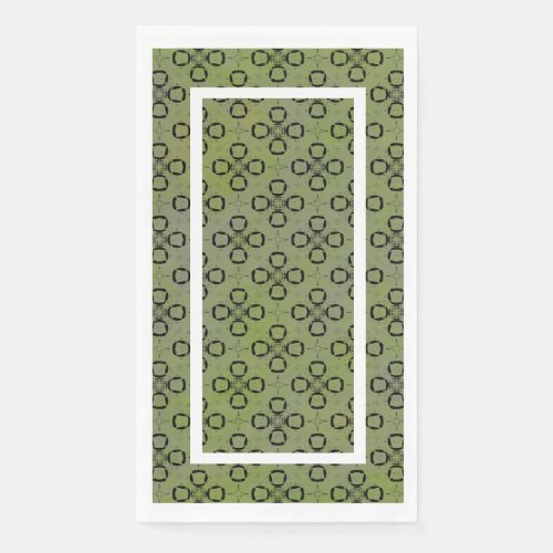 Monogram Green and Black Retro Pattern Paper Guest Towels